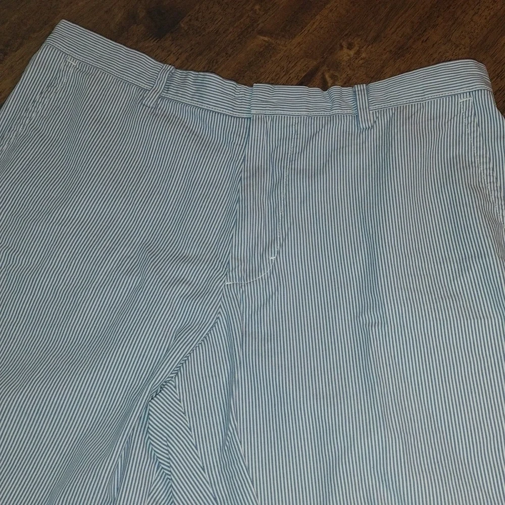 Banana Republic Shorts Gray Blue White Emerson Striped Seersucker Cotton 36